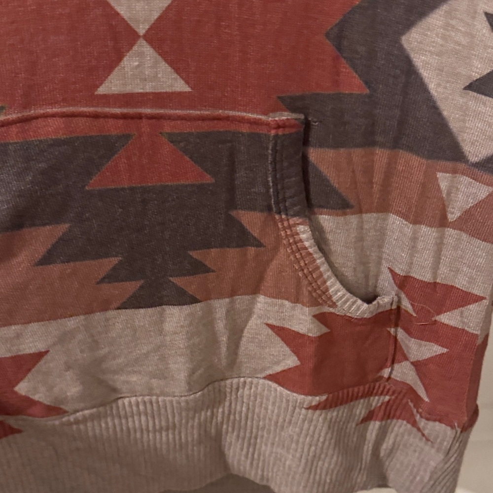 Pink Lily Brown and Red Geometric Hoodie - Picture 5 of 6